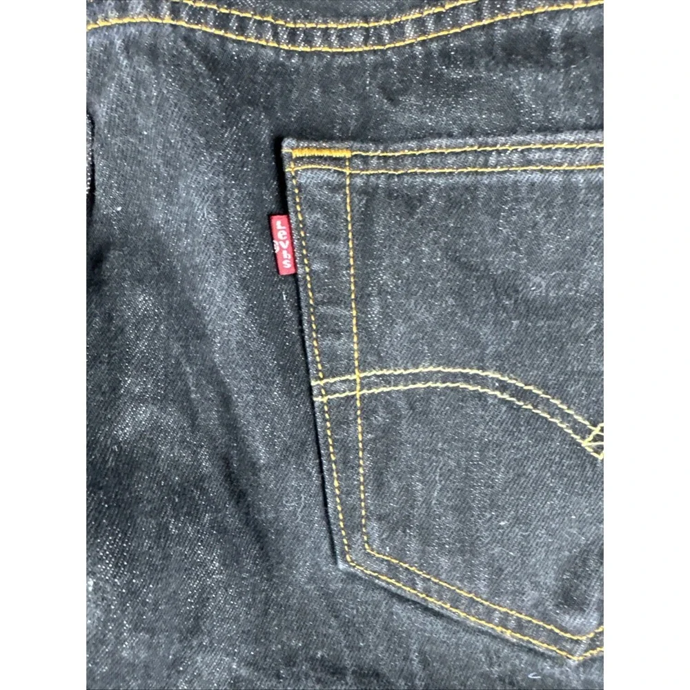 Levi's 501 Black Denim Jeans Men Button Fly Straight Fit 42x30 (42x28)